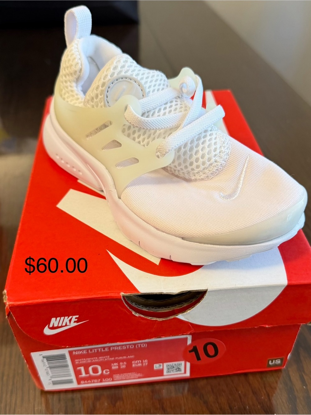 Nike Kids White and Cream Little Presto Sneaker